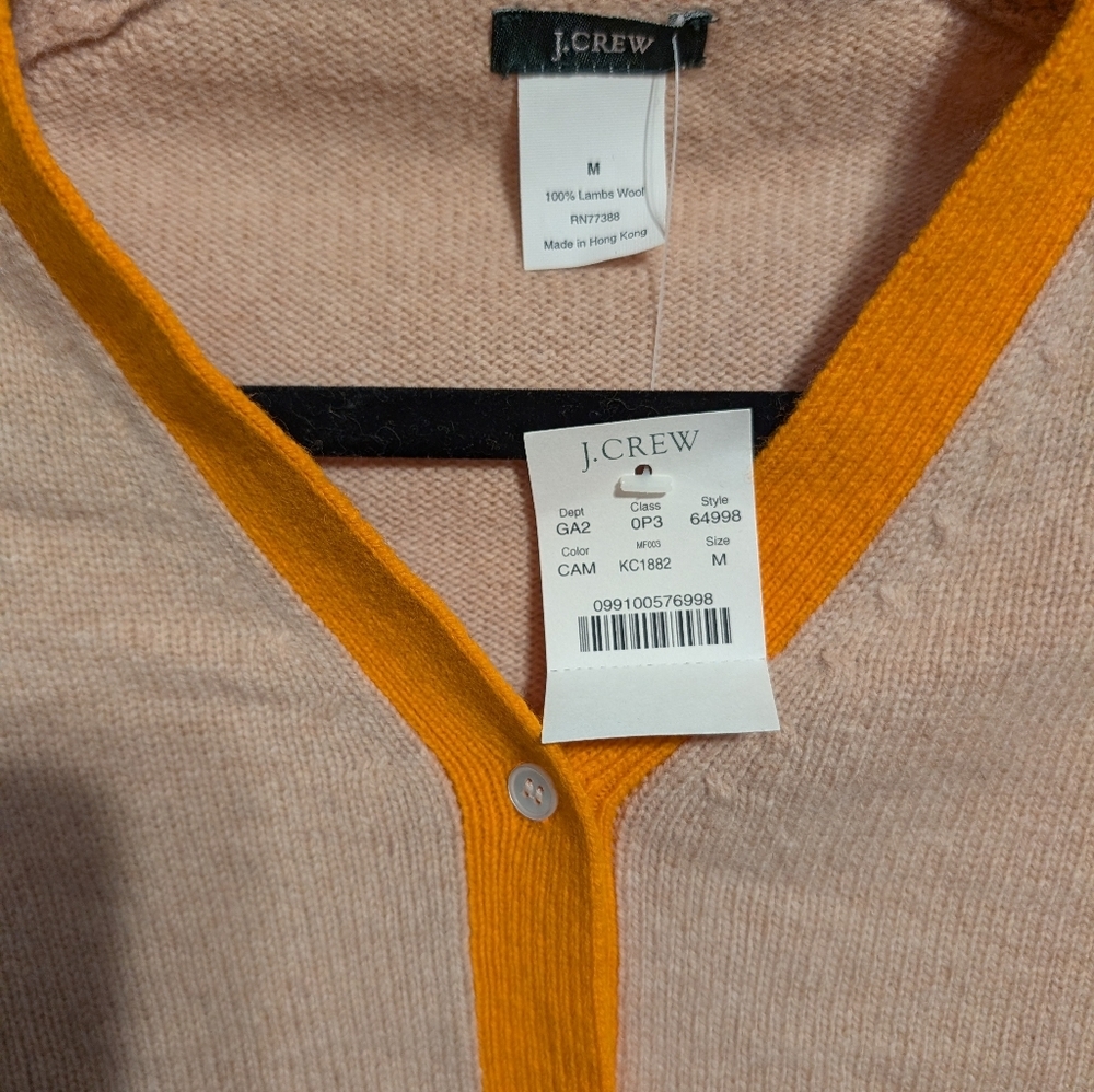 J. Crew Women's Cardigan with Orange Accents. NWT.. Medium - Picture 2 of 3